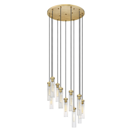 Z-Lite Beau Rubbed Brass Multi-Light Pendant with Cylindrical Shade