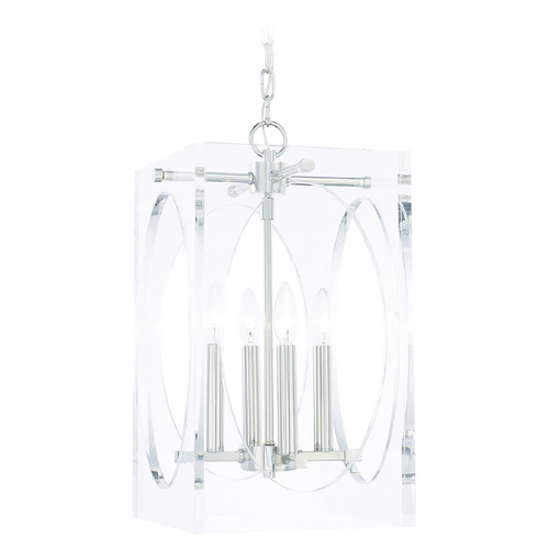 Crystorama Lighting Drake Polished Nickel Pendant Light with Square Shade