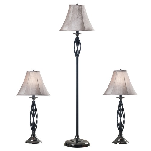 Kenroy Home Lighting Table and Floor Lamp Set with Gold Shade in Bronze Finish 30350