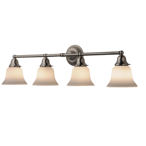 Design Classics Lighting Four-Light Bathroom Vanity Light with Bell Shades 674-09/G9110 KIT