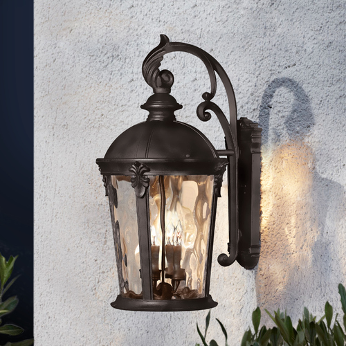 Seeded Glass Outdoor Wall Light Black by Hinkley Lighting