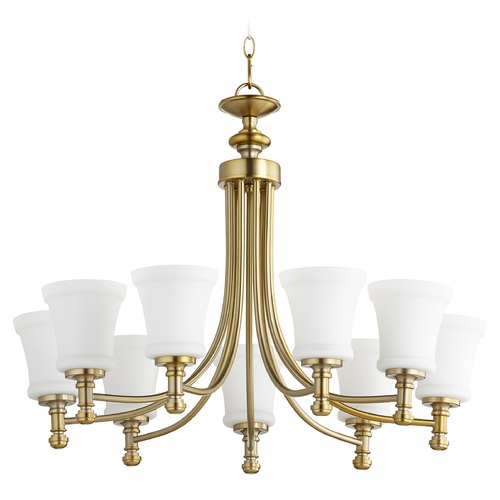 Quorum Lighting Rossington Aged Brass Chandelier by Quorum Lighting 6122-9-80