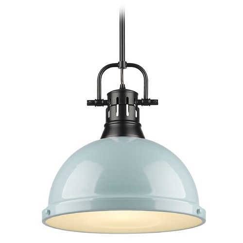 Golden Lighting Duncan Large Pendant in Black & Seafoam by Golden Lighting 3604-LBLK-SF