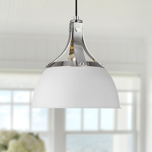 Generation Lighting Thomas OBrien Logan 11.88-Inch Polished Nickel Pendant by Generation Lighting TP1051PN/MWT