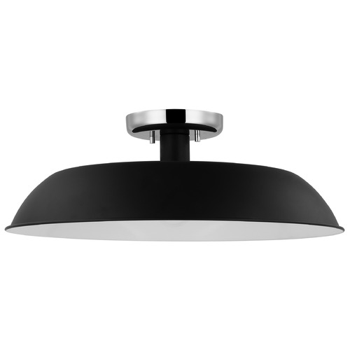 Colony Medium Flush Mount in Polished Nickel & Black by Nuvo Lighting