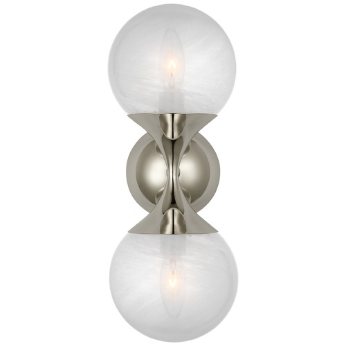 Visual Comfort Aerin Cristol Double Sconce in Polished Nickel by Visual Comfort ARN2405PNWG