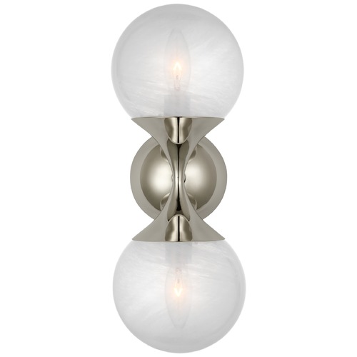 Aerin Cristol Double Sconce in Polished Nickel by Visual Comfort Signature