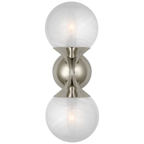 Visual Comfort Signature Collection Aerin Cristol Double Sconce in Polished Nickel by Visual Comfort Signature ARN2405PNWG