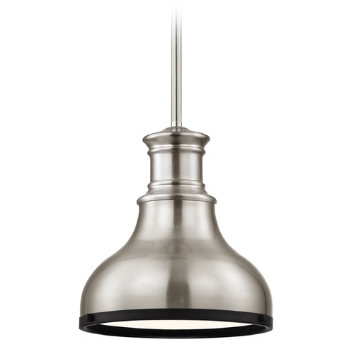 Industrial Metal Mini-Pendant Satin Nickel and Black 8.63-Inch Wide