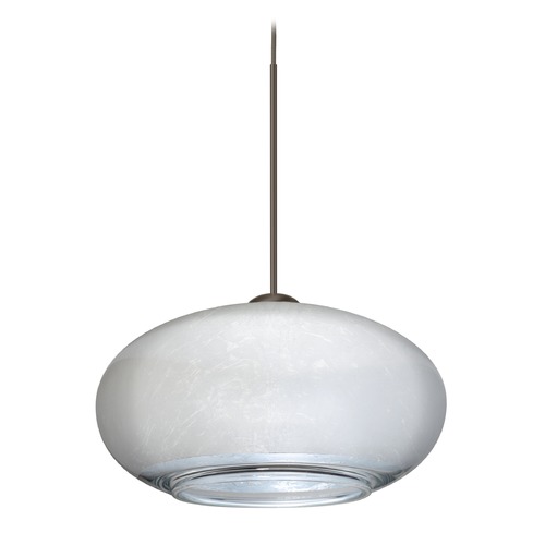 Besa Lighting Besa Lighting Brio Bronze LED Mini-Pendant Light with Oblong Shade 1XT-2492SF-LED-BR