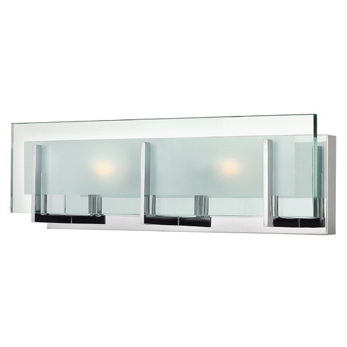 Hinkley Hinkley Latitude 2-Light Chrome Bathroom Light with Etched Clear Glass 5652CM