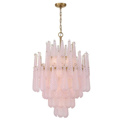 Ollie 16-Light Chandelier in Aged Brass & Blush by Crystorama Lighting