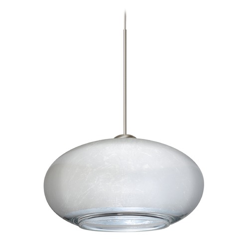 Besa Lighting Besa Lighting Brio Satin Nickel LED Mini-Pendant Light with Oblong Shade 1XT-2492SF-LED-SN