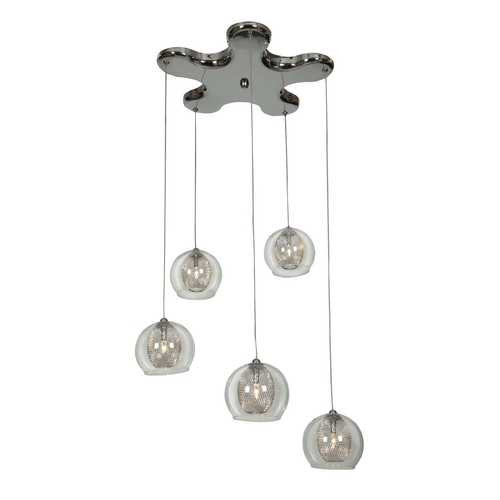 Access Lighting Mid-Century Modern Multi-Light Pendant Chrome Aeria by Access Lighting by Access Lighting 52076-CH/CLR