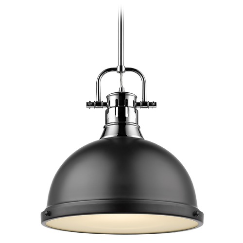 Duncan Large Pendant in Chrome & Matte Black by Golden Lighting