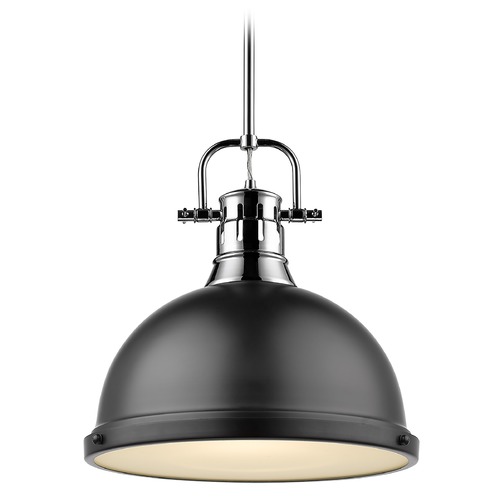 Golden Lighting Duncan Large Pendant in Chrome & Matte Black by Golden Lighting 3604-LCH-BLK