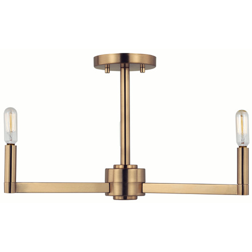 Visual Comfort Studio Collection Fullton Satin Brass Semi-Flushmount Light