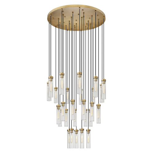 Z-Lite Beau Rubbed Brass Multi-Light Pendant with Cylindrical Shade