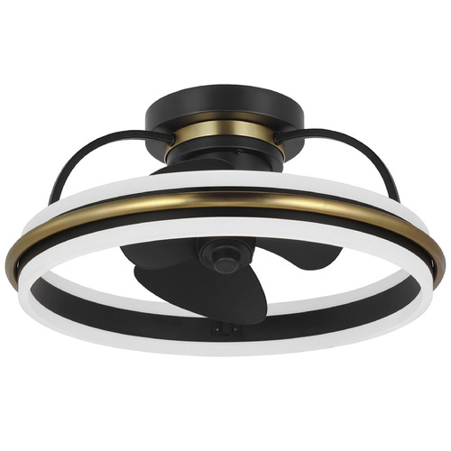 Progress Lighting Burnett Matte Black & Brushed Bronze LED Ceiling Fan with Light