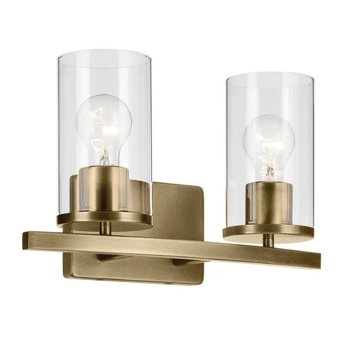 Kichler Lighting Crosby 2-Light Vanity Light in Natural Brass by Kichler Lighting 45496NBRCLR
