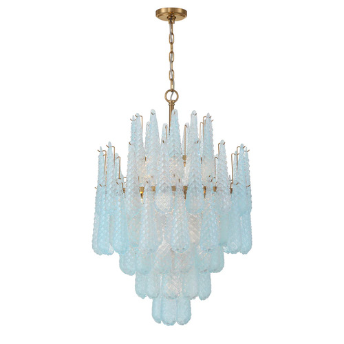 Ollie 16-Light Chandelier in Aged Brass & Blue by Crystorama Lighting
