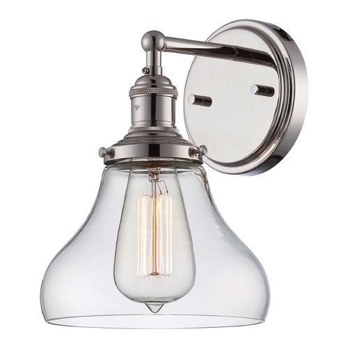 Sconce Wall Light with Clear Glass in Polished Nickel by Nuvo Lighting