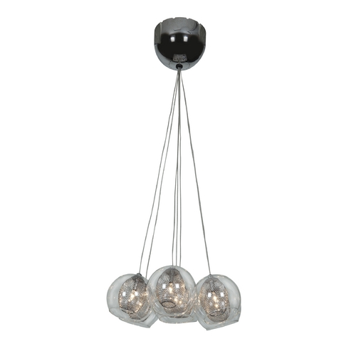 Access Lighting Mid-Century Modern Multi-Light Pendant Chrome Aeria by Access Lighting by Access Lighting 52077-CH/CLR