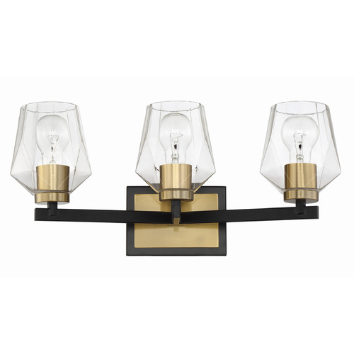 Avante Grand Flat Black & Satin Brass Bathroom Light by Craftmade Lighting