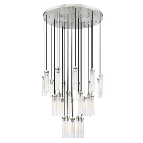 Z-Lite Beau Brushed Nickel Multi-Light Pendant with Cylindrical Shade
