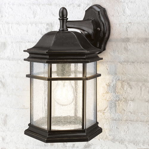 Seeded Glass Outdoor Wall Light Bronze 13-Inch Dolan Designs