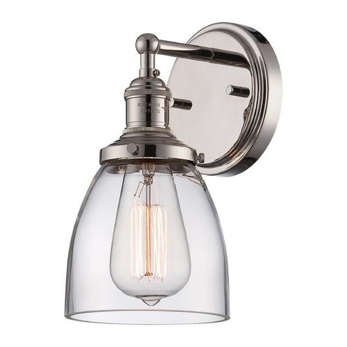 Sconce Wall Light with Clear Glass in Polished Nickel by Nuvo Lighting