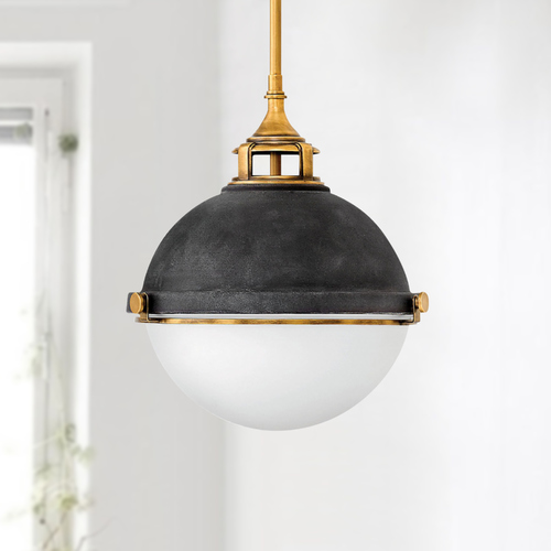 Fletcher Pendant in Aged Zinc & Brass by Hinkley Lighting