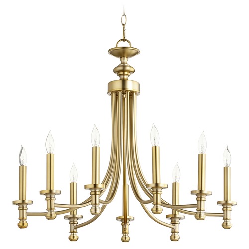 Quorum Lighting Rossington Aged Brass Chandelier by Quorum Lighting 6022-9-80