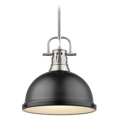 Golden Lighting Duncan Large Pendant in Pewter & Matte Black by Golden Lighting 3604-LPW-BLK