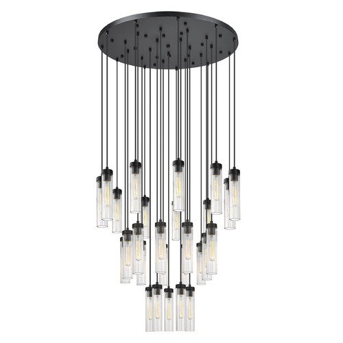 Z-Lite Beau Matte Black Multi-Light Pendant with Cylindrical Shade