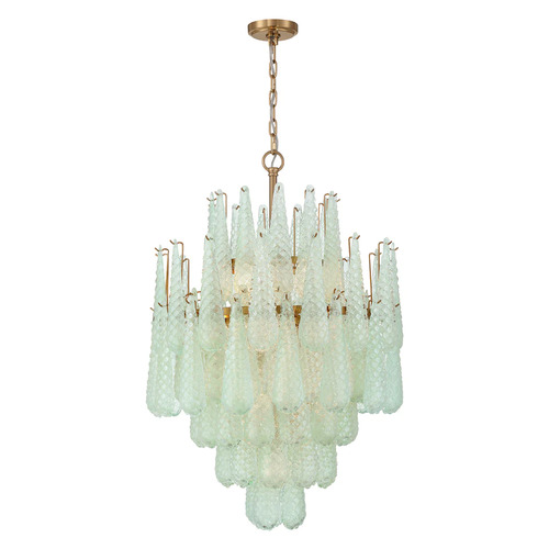 Ollie 16-Light Chandelier in Aged Brass & Green by Crystorama Lighting