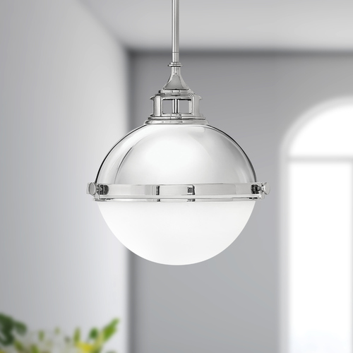 Hinkley Hinkley Fletcher Polished Nickel Pendant Light with Bowl / Dome Shade 4834PN