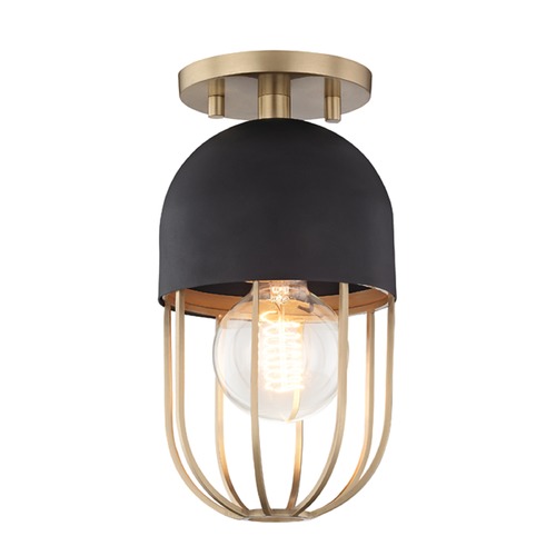 Mitzi by Hudson Valley Haley Semi-Flush Mount in Brass by Mitzi by Hudson Valley H145601-AGB/BK