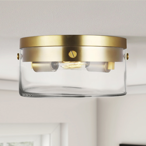 Chapman & Meyers Garrett 11.38-Inch Burnished Brass Flush Mount by Visual Comfort Studio