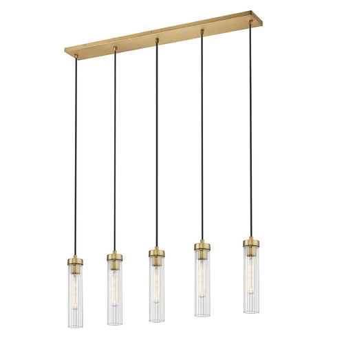 Z-Lite Z-Lite Beau Rubbed Brass Multi-Light Pendant with Cylindrical Shade 740P-5L-RB