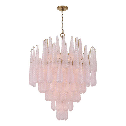Ollie 21-Light Chandelier in Aged Brass & Blush by Crystorama Lighting