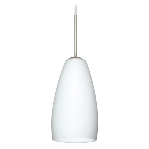 Besa Lighting Chrissy Satin Nickel Mini-Pendant Light with Oblong Shade