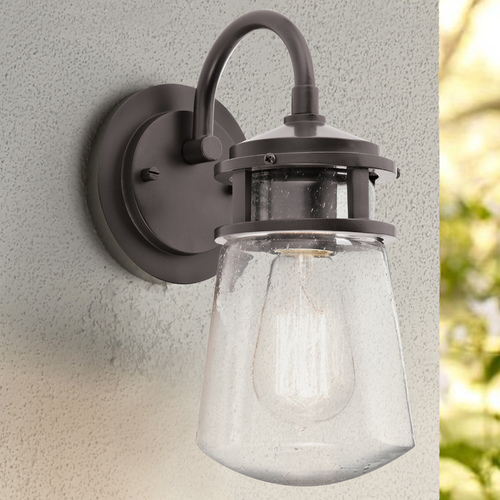 Kichler Lighting Kichler Outdoor Wall Light with Clear Seeded Glass in Bronze Finish 49444AZ