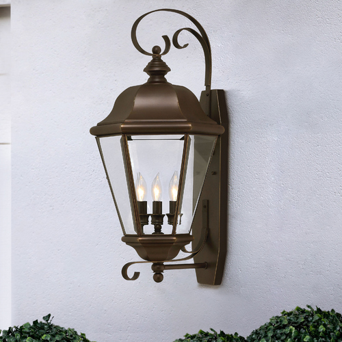 Hinkley Outdoor Wall Light with Clear Glass in Copper Bronze Finish 2428CB