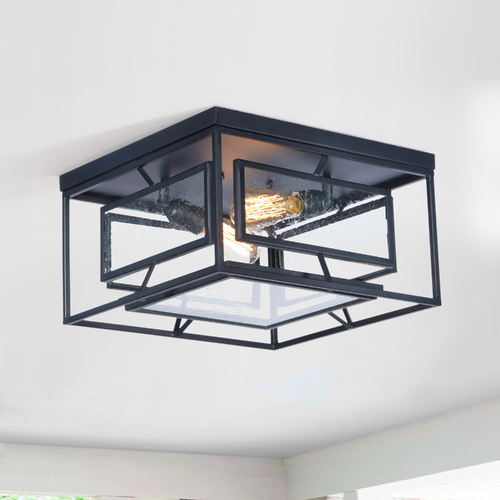 Maxim Lighting Seeded Glass Flushmount Light Black Maxim Lighting 21670CDBK/BUI