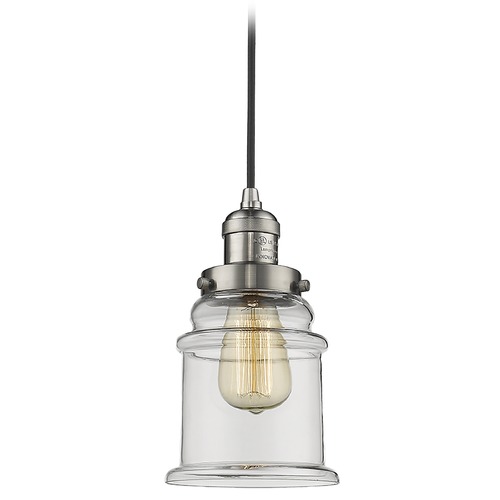 Innovations Lighting Innovations Lighting Canton Brushed Satin Nickel Mini-Pendant Light with Bell Shade 201C-SN-G182