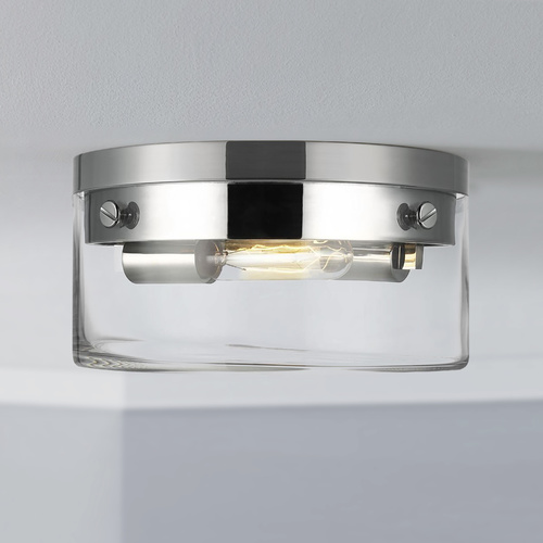 Chapman & Meyers Garrett 11.38-Inch Polished Nickel Flush Mount by Visual Comfort Studio