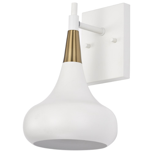 Nuvo Lighting Phoenix Wall Sconce in Matte White & Burnished Brass by Nuvo Lighting 60-7509