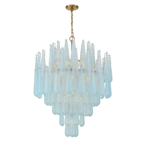 Ollie 21-Light Chandelier in Aged Brass & Blue by Crystorama Lighting