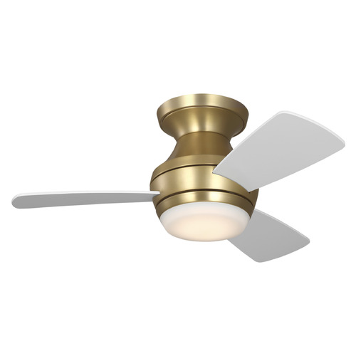 Visual Comfort Fan Collection Ikon 32 Hugger LED Burnished Brass LED Ceiling Fan with Light